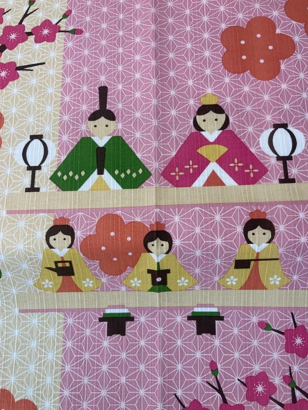 Furoshiki Wooden carved dolls 50x50 cm