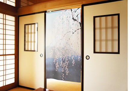 Noren Hora Fuji na jaře 85x150 cm