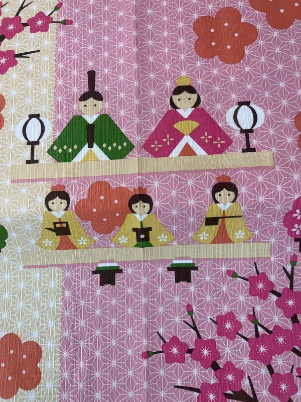 Furoshiki Wooden carved dolls 50x50 cm