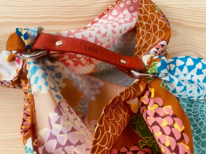 Kožené Furoshiki držadlo 1.8x15cm zelené