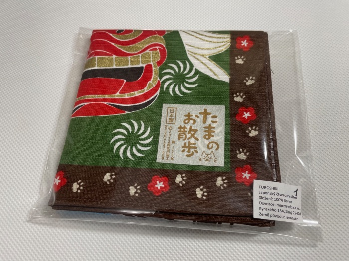 Furoshiki Kočka 12 vzorů 50x50 cm Leden