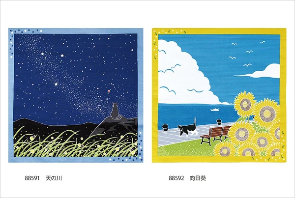 Furoshiki Kočka 12 vzorů 50x50 cm Srpen