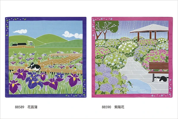 Furoshiki Kočka 12 vzorů 50x50 cm Květen